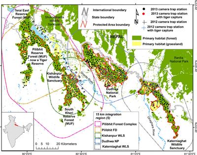 Influence of resource gradients and habitat edges on density variation in tiger populations in a multi-use landscape